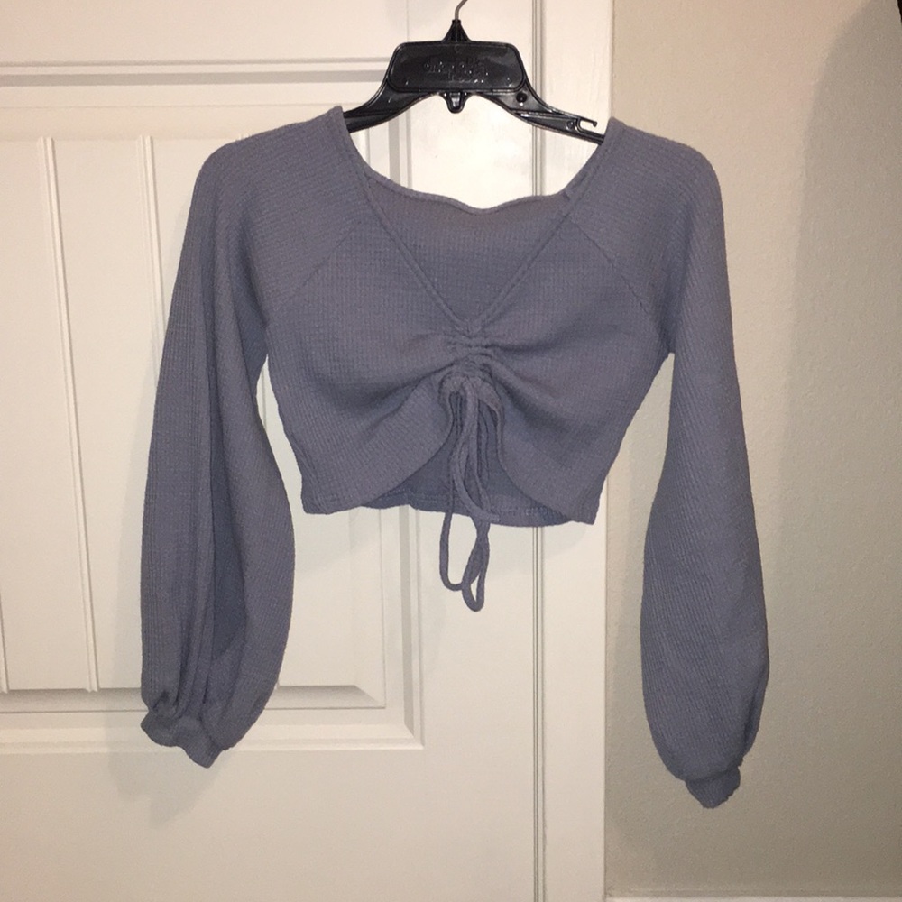 Light blue crop top with front tie